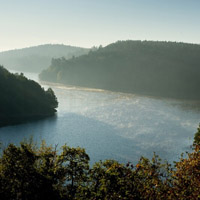 Svítání nad ranními Dalešicemi